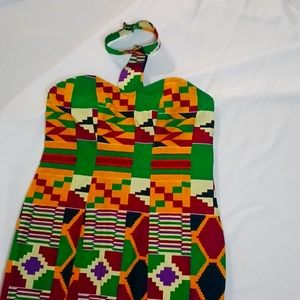 Aunthentic African Print Women Dress Strapless NWOT